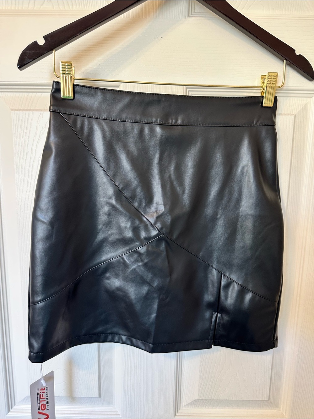 Black Faux Leather Mini Skirt w/ Shorts